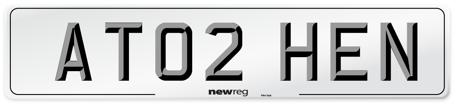 AT02 HEN Number Plate from New Reg